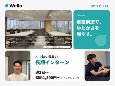 Wello株式会社の【CEO直下】AIで動く営業の長期インターン｜週2日〜・未経験OKの画像